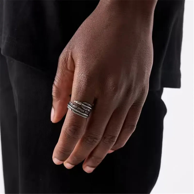 Stainless Steel Feather Ring for Men and Women by HitMyNeed