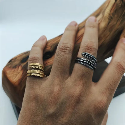 Stainless Steel Feather Ring for Men and Women by HitMyNeed