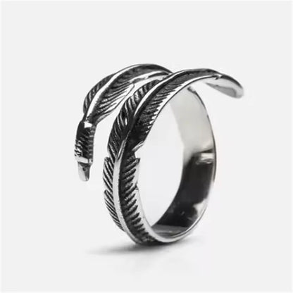 Stainless Steel Feather Ring for Men and Women silver 6.0 by HitMyNeed