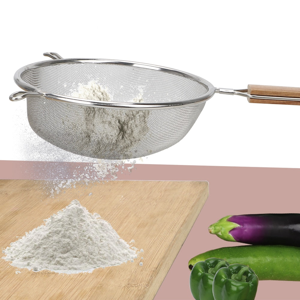 Stainless Steel Fine Mesh Strainer with Wooden Handle by HitMyNeed