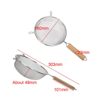 Stainless Steel Fine Mesh Strainer with Wooden Handle by HitMyNeed