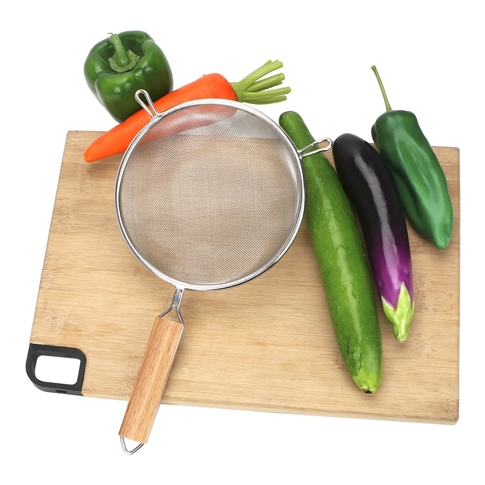 Stainless Steel Fine Mesh Strainer with Wooden Handle by HitMyNeed
