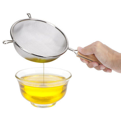 Stainless Steel Fine Mesh Strainer with Wooden Handle by HitMyNeed