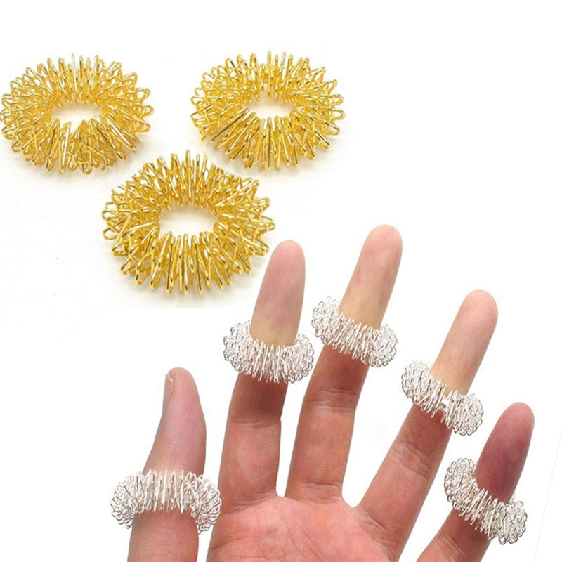 Stainless Steel Finger Acupressure Massage Rings by HitMyNeed