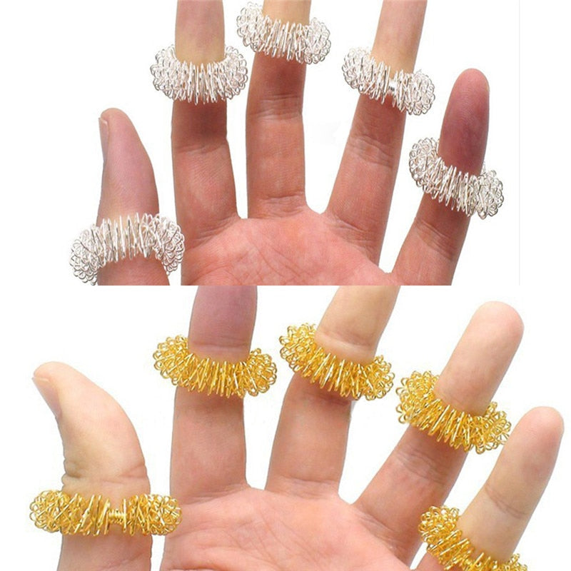 Stainless Steel Finger Acupressure Massage Rings by HitMyNeed
