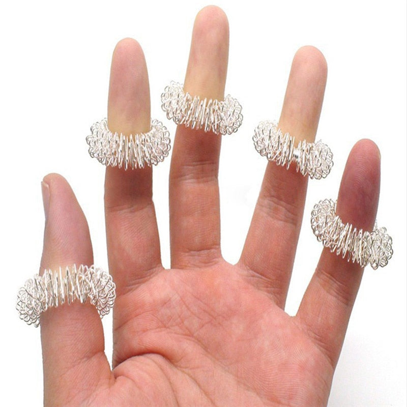 Stainless Steel Finger Acupressure Massage Rings by HitMyNeed