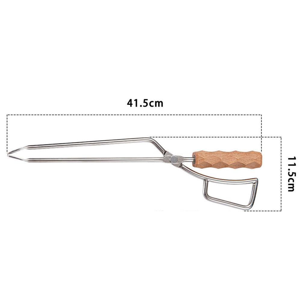 Stainless Steel Fire Pit Tongs with Wooden Handle by HitMyNeed