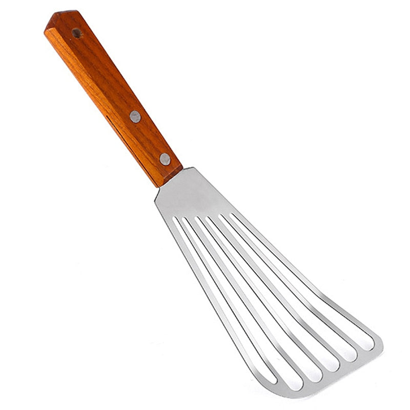 Stainless Steel Fish Spatula with Wooden Handle by HitMyNeed