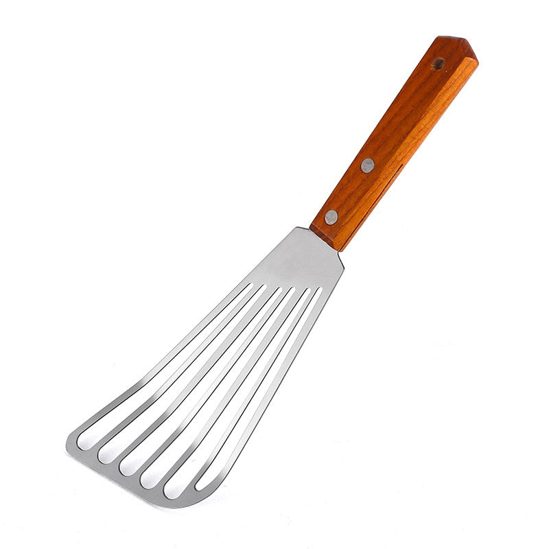 Stainless Steel Fish Spatula with Wooden Handle by HitMyNeed