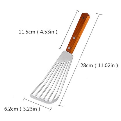 Stainless Steel Fish Spatula with Wooden Handle by HitMyNeed