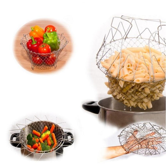 Stainless Steel Foldable Chef Basket Strainer by HitMyNeed