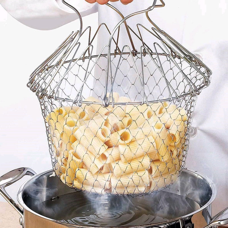 Stainless Steel Folding Frying and Strainer Basket by HitMyNeed