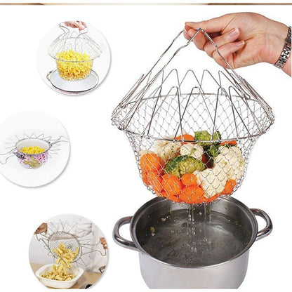 Stainless Steel Folding Frying and Strainer Basket by HitMyNeed