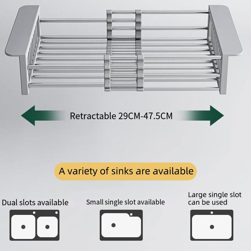 Stainless Steel Folding Over-Sink Dish Drain Rack by HitMyNeed