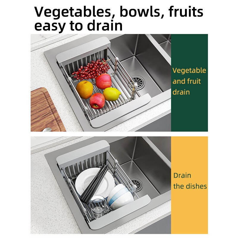 Stainless Steel Folding Over-Sink Dish Drain Rack by HitMyNeed