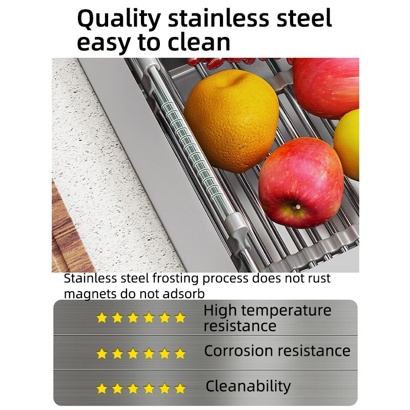 Stainless Steel Folding Over-Sink Dish Drain Rack by HitMyNeed