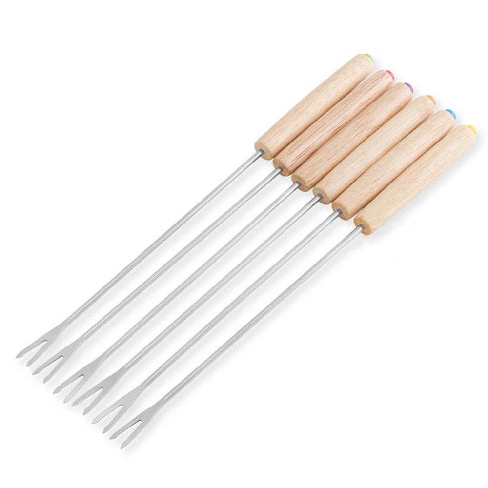 Stainless Steel Fondue Fork with Wooden Handle by HitMyNeed