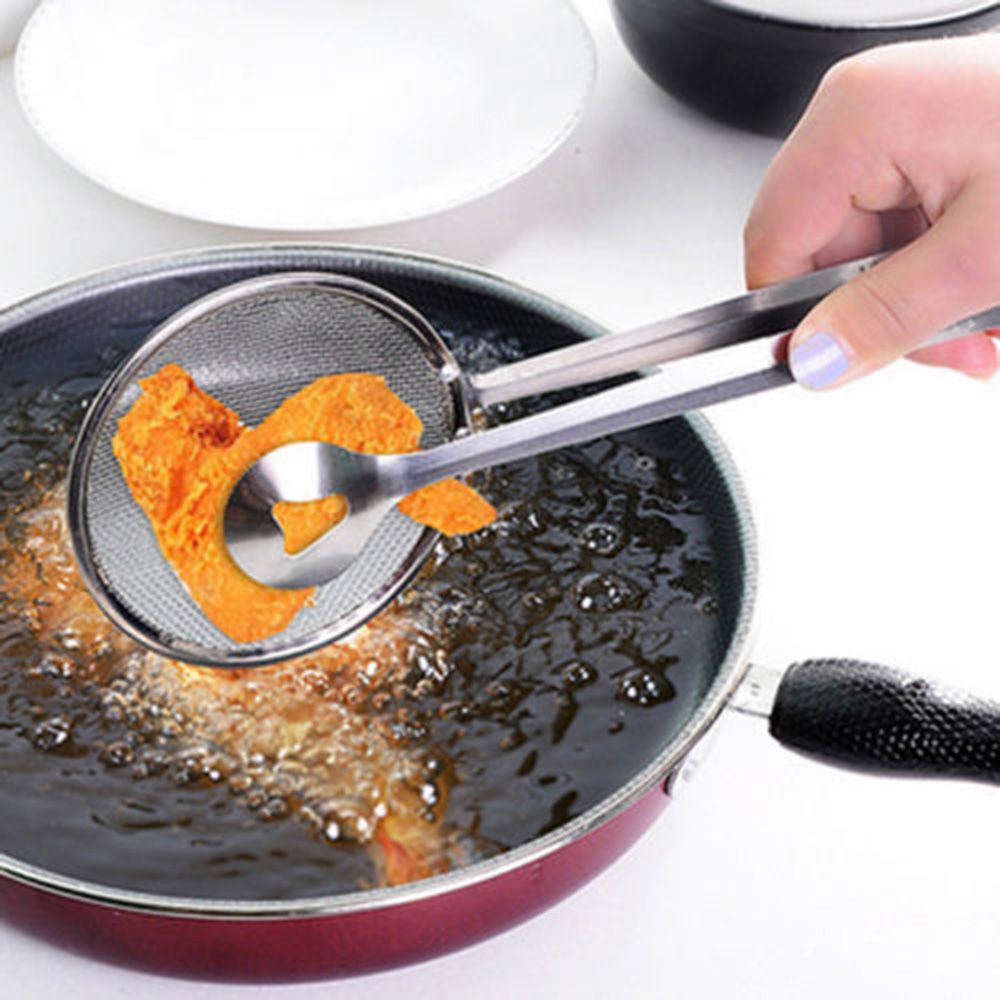 Stainless Steel Food Tongs with Built‑In Strainer by HitMyNeed