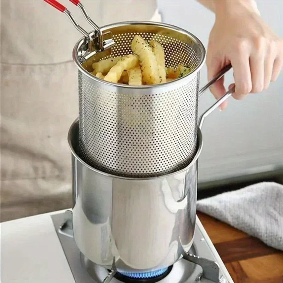 Stainless Steel Fryer with Filter Screen Oil Pot by HitMyNeed