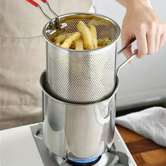 Stainless Steel Fryer with Filter Screen Oil Pot by HitMyNeed