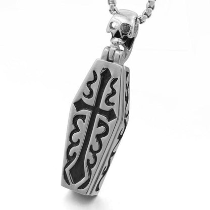 Stainless Steel Gothic Coffin Skeleton Necklace by HitMyNeed