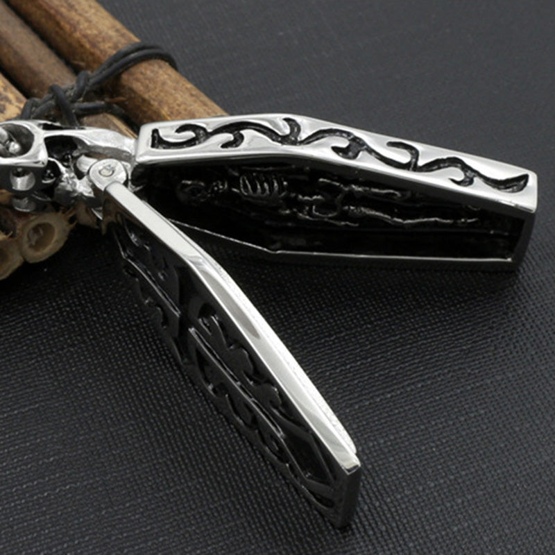 Stainless Steel Gothic Coffin Skeleton Necklace by HitMyNeed