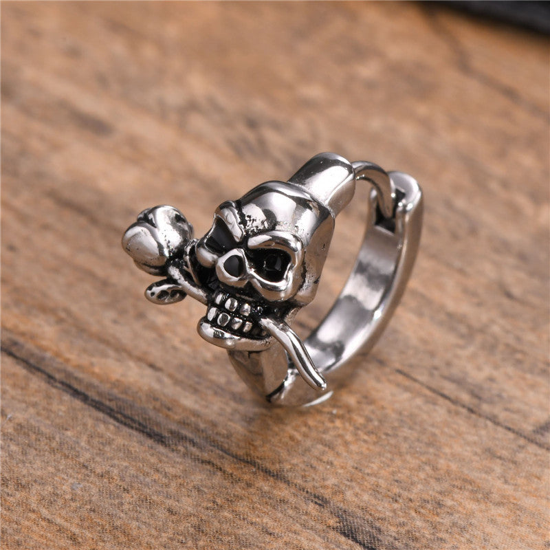 Stainless Steel Gothic Skull Hoop Earrings by HitMyNeed