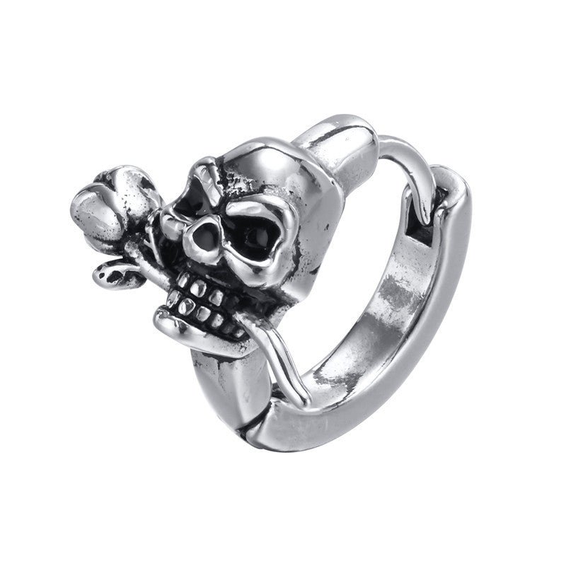Stainless Steel Gothic Skull Hoop Earrings by HitMyNeed