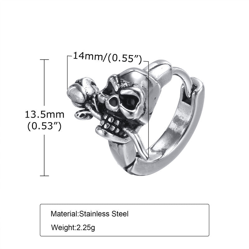Stainless Steel Gothic Skull Hoop Earrings by HitMyNeed