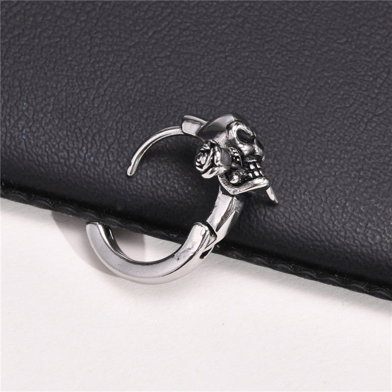 Stainless Steel Gothic Skull Hoop Earrings by HitMyNeed