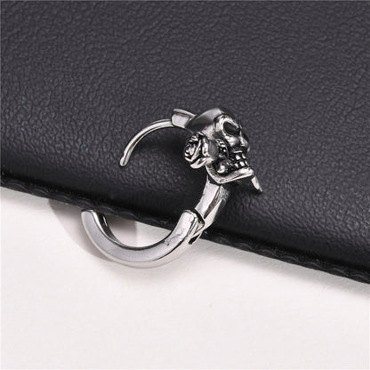 Stainless Steel Gothic Skull Hoop Earrings by HitMyNeed