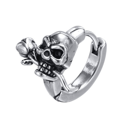 Stainless Steel Gothic Skull Hoop Earrings 64752 by HitMyNeed