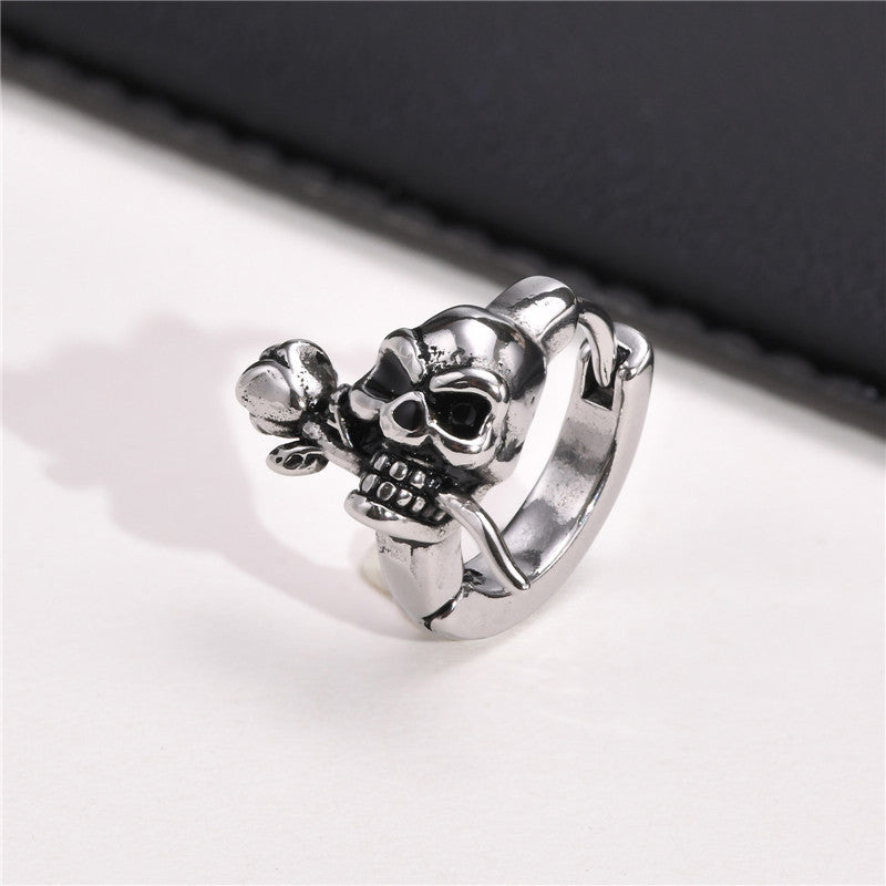 Stainless Steel Gothic Skull Hoop Earrings by HitMyNeed