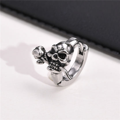 Stainless Steel Gothic Skull Hoop Earrings by HitMyNeed