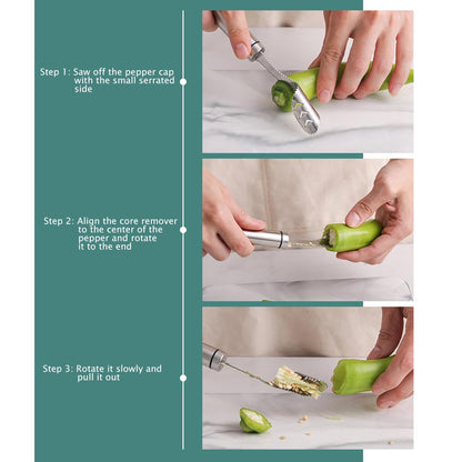 Stainless Steel Green Pepper Corer and Cutter by HitMyNeed
