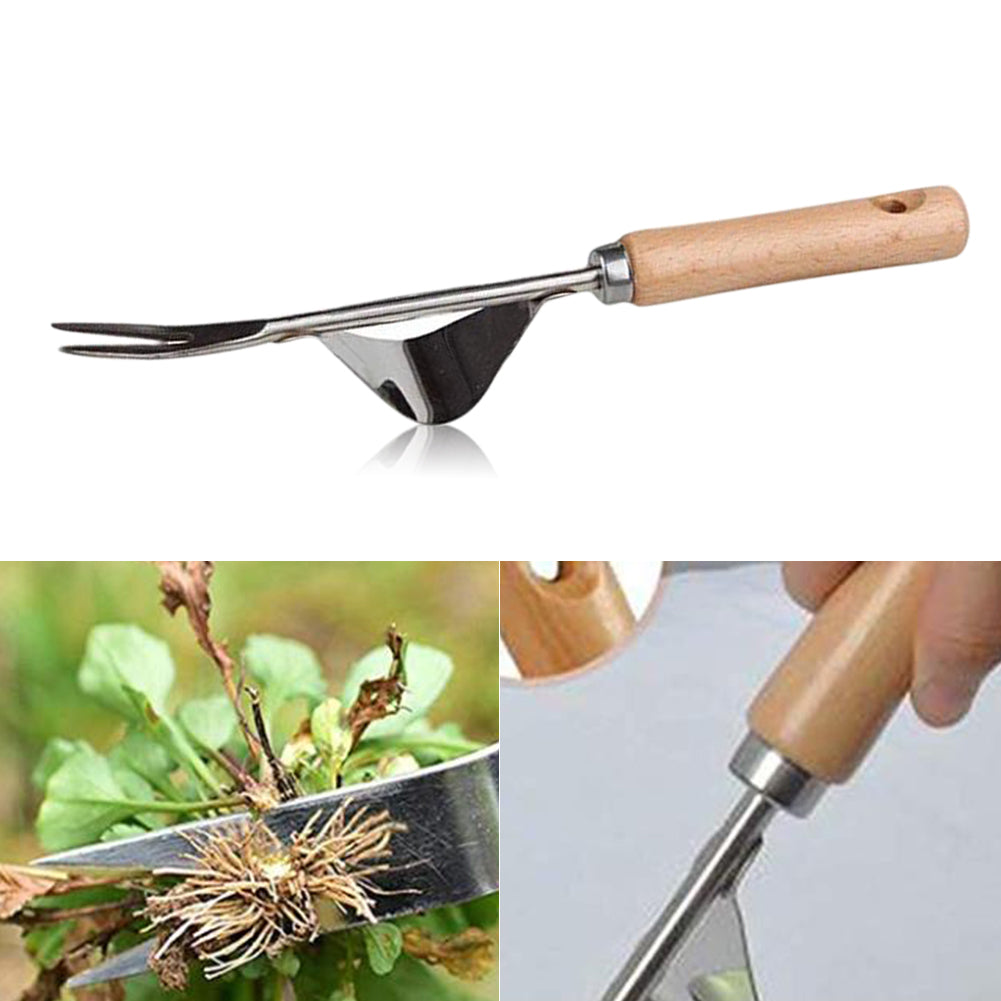 Stainless Steel Hand Weed Puller with Wooden Handle by HitMyNeed