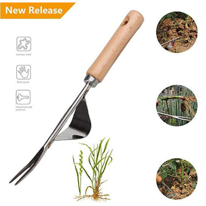 Stainless Steel Hand Weed Puller with Wooden Handle by HitMyNeed