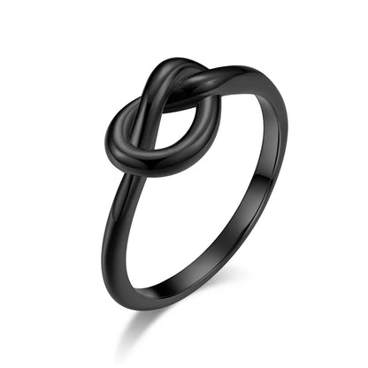 Stainless Steel Heart Knot Ring for Everyday Wear black 11.0 by HitMyNeed