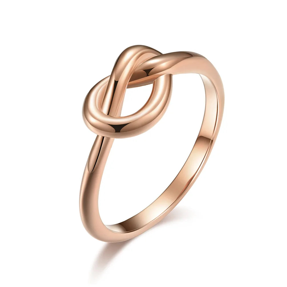 Stainless Steel Heart Knot Ring for Everyday Wear rose-gold 11.0 by HitMyNeed
