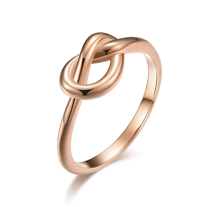Stainless Steel Heart Knot Ring for Everyday Wear rose-gold 11.0 by HitMyNeed
