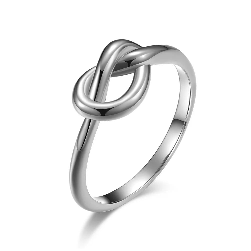 Stainless Steel Heart Knot Ring for Everyday Wear silver 11.0 by HitMyNeed