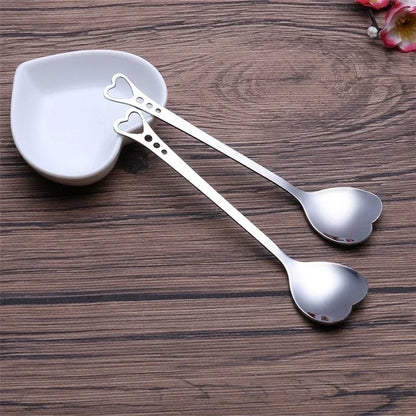 Stainless Steel Heart Shaped Spoons Set of 2 by HitMyNeed