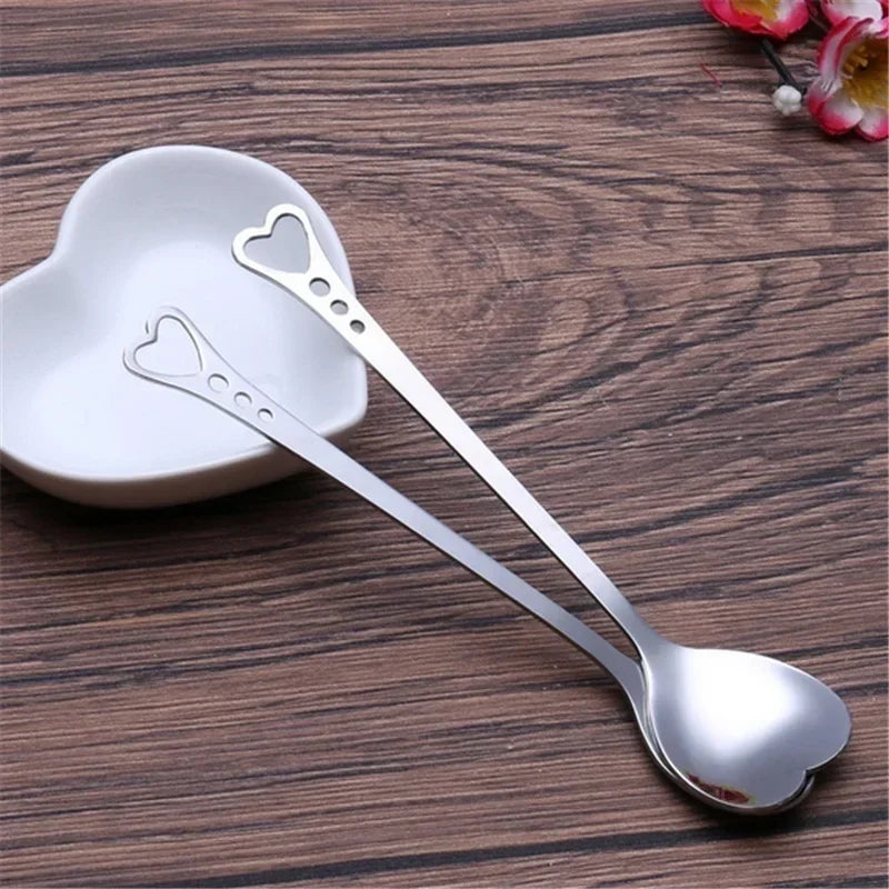 Stainless Steel Heart Shaped Spoons Set of 2 by HitMyNeed