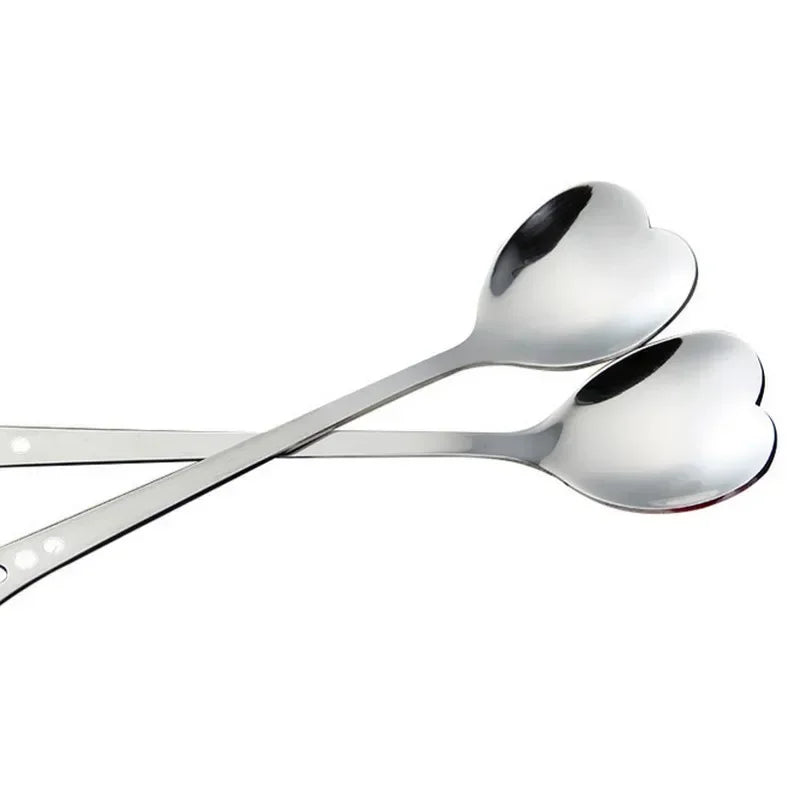 Stainless Steel Heart Shaped Spoons Set of 2 by HitMyNeed