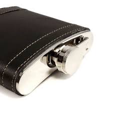 Stainless Steel Hip Flask with Leather Wrap, 7oz by HitMyNeed