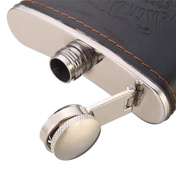 Stainless Steel Hip Flask with Leather Wrap, 7oz by HitMyNeed