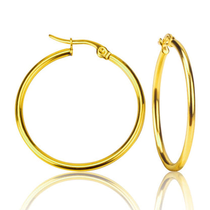 Stainless Steel Hoop Earrings in Multiple Sizes gold 55mm by HitMyNeed