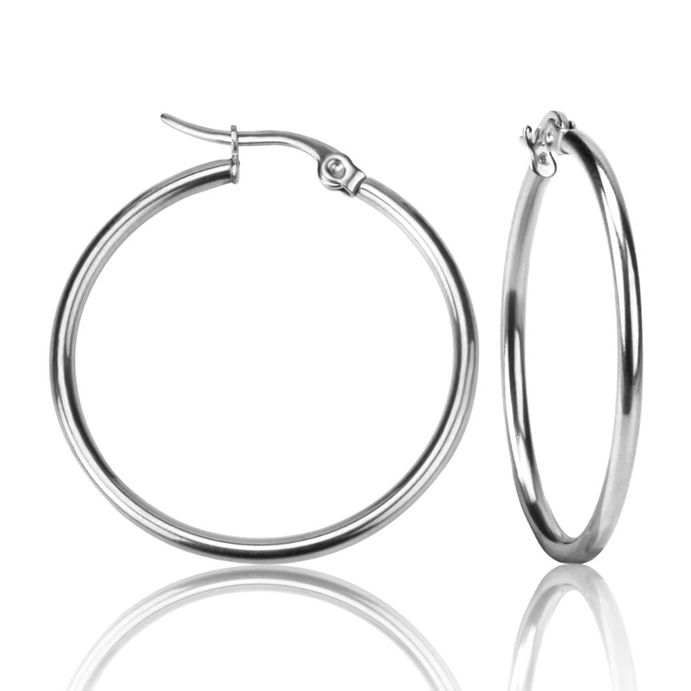 Stainless Steel Hoop Earrings in Multiple Sizes silver 55mm by HitMyNeed