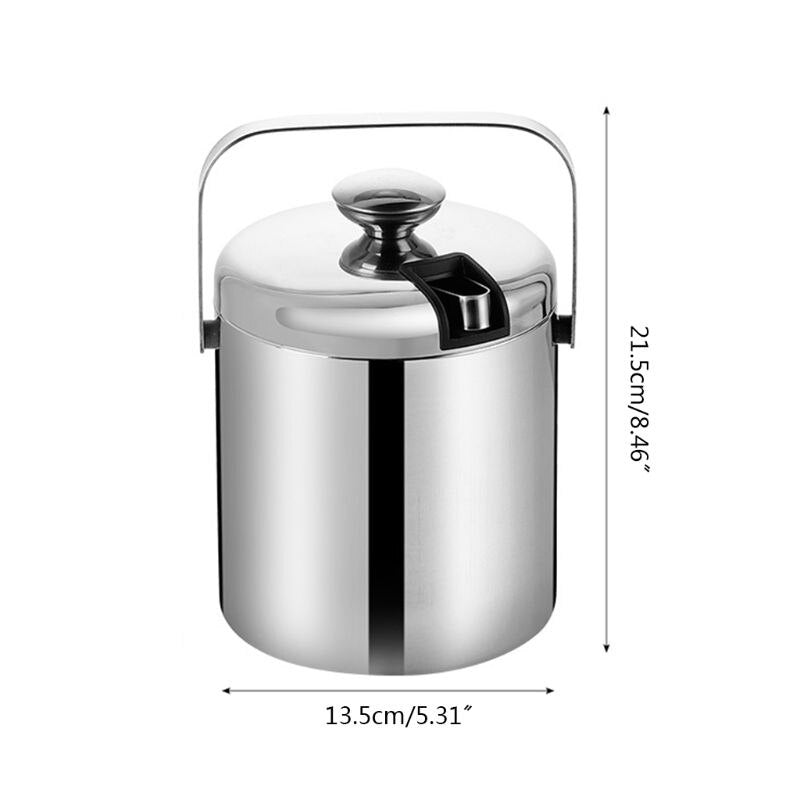 Stainless Steel Insulated Ice Bucket with Tongs by HitMyNeed