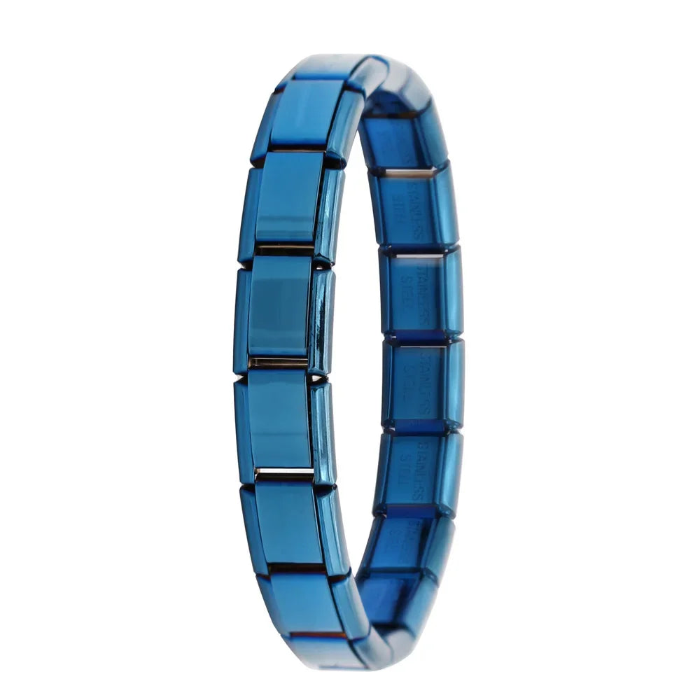 Stainless Steel Italian Link Bracelet, 17.5cm blue by HitMyNeed
